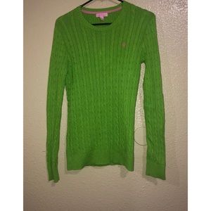 Lilly Pulitzer Green Cable Knit Sweater Crew Neck